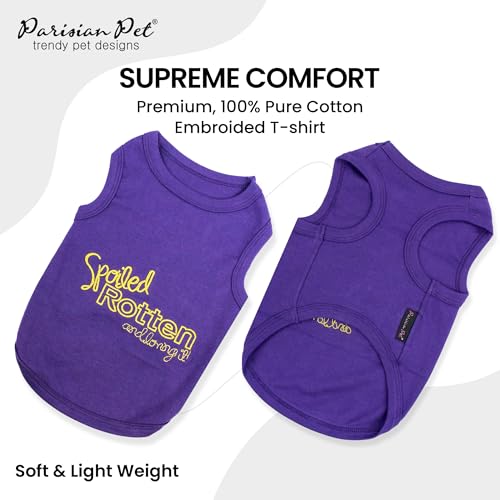 Parisian Pet Dog Shirt – 100% Cotton Shirts for Small Dogs – Sleeveless Spoiled Rotten Puppy Clothes – Lightweight and Breathable Dog Apparel – Funny Dogs Clothes - Stretchy Purple Pet T Shirts by Parisian Pet - Image 2