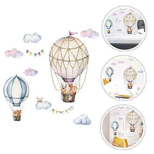 Hohopeti 2 Sets Wall Sticker Tile Decals Kids Wallpaper Balloons For Kids Animal Cloud Balloon Poster Wall Stickers For Bedroom Holiday Stickers Hot Air Balloon Wall Wallpaper Wall Stickers #TOP6