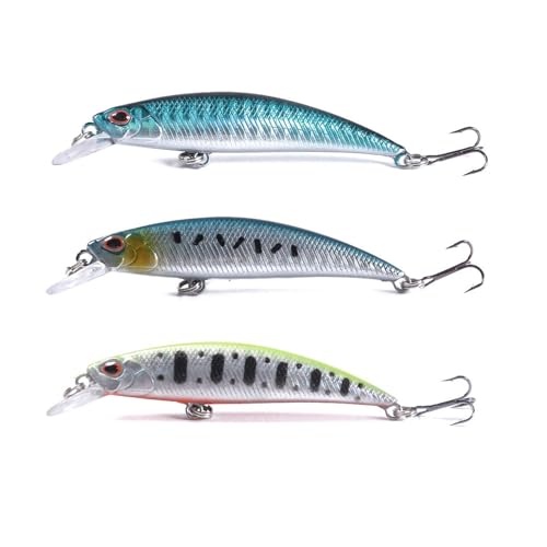 3 Pack Pike Chub Salmon Sea Trout Fishing Lure Hard Swim bait Minnow Bass Jig Crank Realistic Topwater Trebble Hooks Saltwater Freshwater Hard Slow Sink Sinking Diving Dive Shallow Trawling Predator