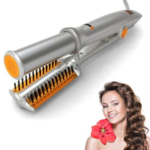 2 in1 Hair Curler Straighter Rotating Iron Curling Iron Wand for Hair Curling and Straighting Dry and Wet Styling Tool Travel for Girls Women