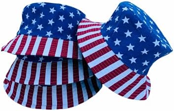 Lux Trends 4 Pack Patriotic Bucket Hat American Flag Team USA Bucket Hat Summer Beach USA Canvas Fisherman Hats Sun Protection Hat for Men Women Kids Americana Labor Day 4th of July Reversible Blue