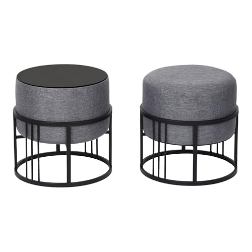 Lot 2 Poufs Empilables 2-en-1 Table MDF [en.casa]
