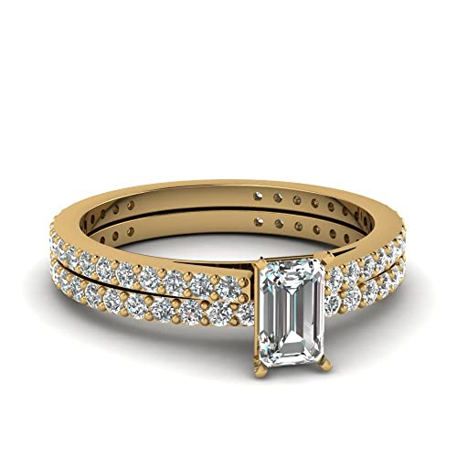 Image of 55Carat Choose Your Gemstone Emerald Shape 14k Yellow Gold Plated Wedding Ring Classic Delicate Diamond CZ Everyday Wedding Jewelry Handmade Ring Minimal Surprise Gifts for Ladies : US 4 to 12