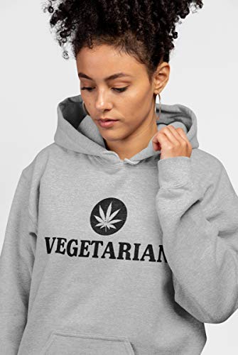 Blusa de Moletom Casaco Vegetarian Vegetariano Unissex Cinza e Preto Tamanho:P