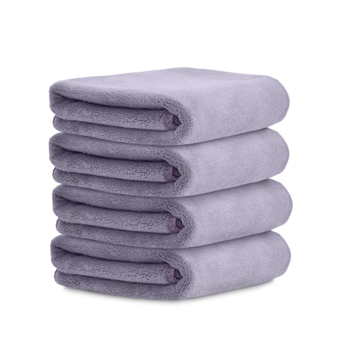 Image of HOUSSE Natural Microfiber Face Towel Dapple Grey | Quick Dry Makeup Remover | Antimicrobial Bamboo Blend | Eco-Friendly 450 GSM | Soft Touch Set | 30x30 cm | Pack of 4