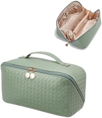 EACHY Travel Makeup Bag,Large Capacity Cosmetic Bags for Women,Waterproof Portable Pouch Open Flat Toiletry Bag Pattern Makeup Bag