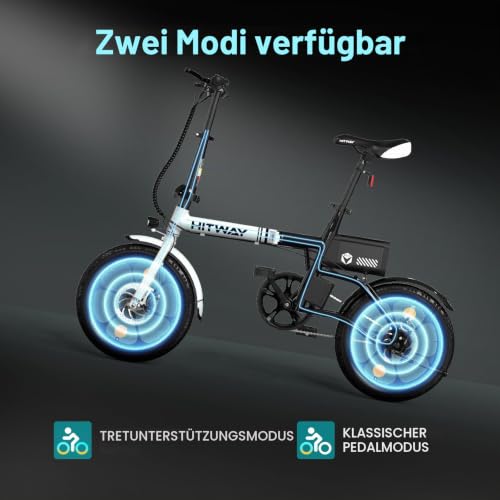 HITWAY E-Bike Klapprad 250W Li-Ion-Akku 16 Zoll E-Klapprad E-Faltrad Elektrofahrrad Reichweite...
