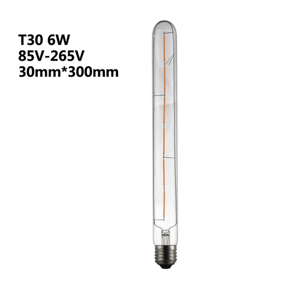 Lanshui Bombillas LED, Paquete de 10 bombillas LED vintage de filamento CA 85-265 V T30 E27 de 5 W/6 W/7 W/8 W, fuente de luz(8W AC85-265V)
