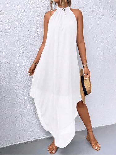 Image of Verdusa Women's Wedding Guest Dress Halter Flowy Chiffon Asymmetrical Long Summer Prom Dress