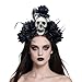 Shurhome Punk Flower Skull Headwear Dark Series Fashion Head Accessory Hairband for Halloween Event and Stage Show Dressingup Simulation Flower Headpiece