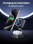 UGREEN MagFlow 15W Wireless Charging Station 2 in 1, Fast Charge Charger Station Compatible for Magsafe Charger Stand, for iPhone 17/16/15/14 Series, Airpods Pro/4/3/2 (No AC Adapter)