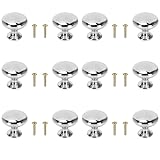 PRVCFZ 12 Pcs Chrome Door Knobs for Interior Doors, Cabinet and Drawer, Round Mushroom Pull Handle for Cabinet, Polished Chrome Hardware