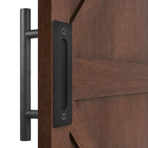 Manillas Puertas Interior, 30cm Tirador de Puerta de Corredera, maneta puerta interior negras, manija invisible empotrada de doble cara para puertas de madera de jardín y armarios