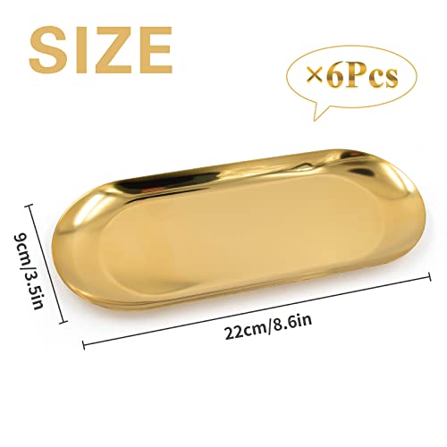 6 PCS Tip Trays Restaurant Service Check Dish Oval Plate Storage Guest Bill Holder Supplies Presenters Ornaments Accessories Decoration Metal Container for Coffee Bar Home (Gold) - Thumbnail 3