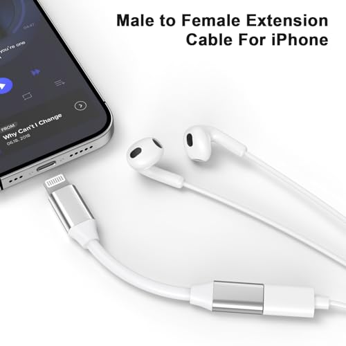 Image of 9cm Lightning Male to Lightning Female Charger Adapter,iPhone Extension Charging Adapter Cable Cord Connector Converter Dongle Compatible with iPhone 14 13 12 11 XS XR X 8 7 6 Not USBC | 9CM iPhone Charger Extension Cable Cord Connector Converter Dongle Compatible with iPhone 14 13 12 11 XS XR X 8 7 6 Not USBC