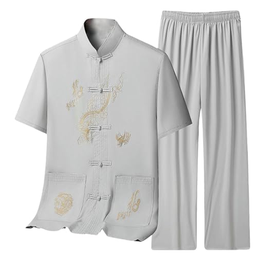 Costume en soie glacée homme chic style chinois d'été