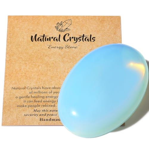 MAIBAOTA 2.4' Large Opalite Crystal Opal Stone Polished Palm Stone Healing Crystals 0.7' Thick Natural Reiki Gemstone Worry Stone Energy Balancing Anxiety Stress Relief Meditation 1 Pc