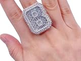 Silverjewel Iced Out Baguette Diamond Men's Custom B Letter Ring Hip Hop Initial Letter Custom Rings Championship Biker Rider Ring 14K Gold Finish Handmade Rapper Musician Ring Rings Gift For Him