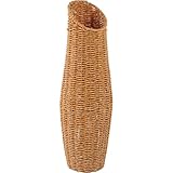 Vase décoratif : le fond du vase est plat et lisse, ce qui lui assure une bonne stabilité et permet de le poser librement. le vase est tressé