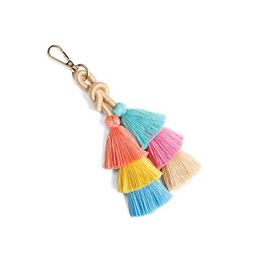 Colorful key rings Tassel Decorations for Handbags Attractive Handmade Personalized Bag Charm Key chain Women Pom Pom (Multicolor A)