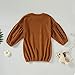 Baby Girls Loose Long Lantern Sleeve Knit Sweater Fall Winter Warm Crewneck Pullover Tops Outfits Clothes Brown, 3-4T