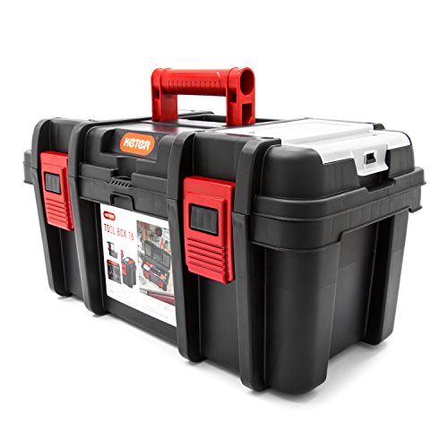 Keter 16'' Pro Black Durable Lightweight Toolbox Organizer With Double Quick Latch Closure #TOP1