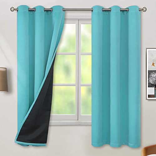 BGment Baby Pink 100% Blackout Curtains for Nursery Bedroom 63 Inch Length 2 Panels, Thermal Insulated Full Light Blocking Grommet Noise Cancelling Window Curtains for Girls Room, 38 Inch Wide Each