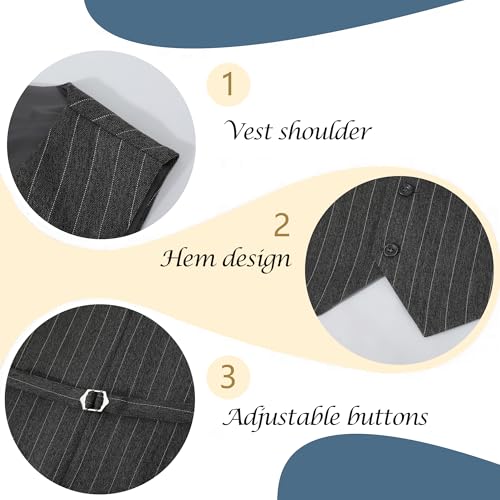 Mens Slim Fit Suit 3 Pieces Peaked Lapel Tuxedo Blazer Vest Pants Shirt Tie Prom Party Wedding Business Dinner4