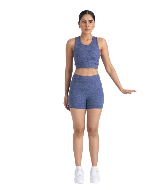 Cycling Shorts and Sports Bra Set for Women | High Waisted Squat Proof Shorts | Round Neck Sports Bra with Thick Waistband| Athleisure Co-ord Set Women | Sweat Wicking-image-10