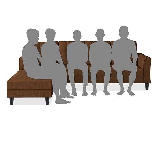 Image of Adorn India Maddox Tufted L Shape 6 Seater Sofa Set LHS (Brown) (3 Year Warranty)