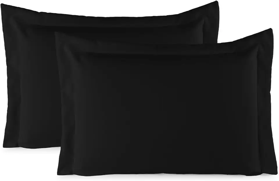 Kit 02 Fronhas Aba Americana Tecido Percal 400 Fios Antiácaro, Anti-pilling com Toque Macio - Preto