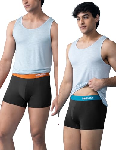 DAMENSCH Deo-Soft Solid Underwear for Men Combo, Modal Trunk Packs, Super Soft Waistband, Odour Cancelling Trunks, 3X Softer Than Cotton Men Underwear Pack-