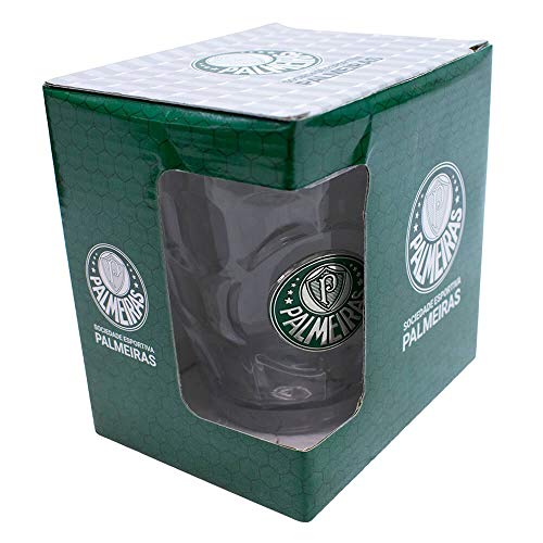 Caneca Vidro Brasão Metal 400ml - Palmeiras