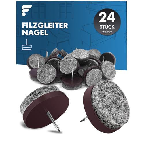 shinfly 24 Stück Filzgleiter für Stühle - Ø 22mm Stuhl Filzgleiter Nagel Möbelgleiter mit 4mm Dicke - Filz Stuhlgleiter für Möbel Böden