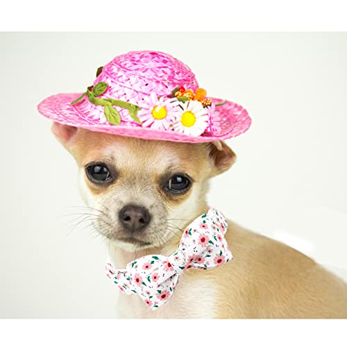 Bobo Rainbow Dog Collar - Floral Dog Collar Bows For Dogs Bowtie Adjustable Dog Collar Girl Pet Gift Spring Dog Collar For Medium Small Large Dogs #TOP4