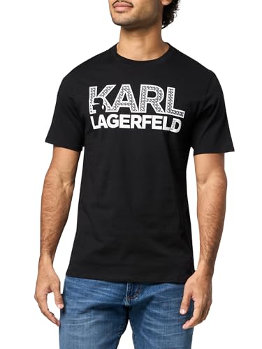 KARL LAGERFELD Men's Crewneck Short Sleeve Logo Graphic with Karl Face Relaxed Fit T-Shirt, Black, XX-Large