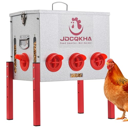 JDCQKHA 55LB Automatic Chicken Feeder, Rat Proof & No Waste
