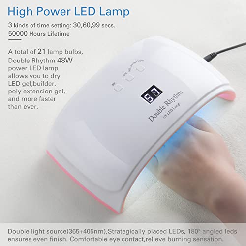 Gel Nail Polish Kit With Uv Light Starter Kit Professional 48W Nail Lamp Base Gel Top Coat, Soak Off Pastel Gel Polish Set Art Manicure Kit Nail Salon Diy Home Nail Art Decorations（8+3 Kit15-Glitter） #TOP3