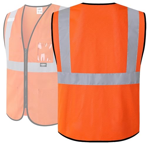 Image of JKSafety Safety Vest for men women Hi Vis Vest with Pockets and Zipper High Visibility Meet ANSI Standard(BX310