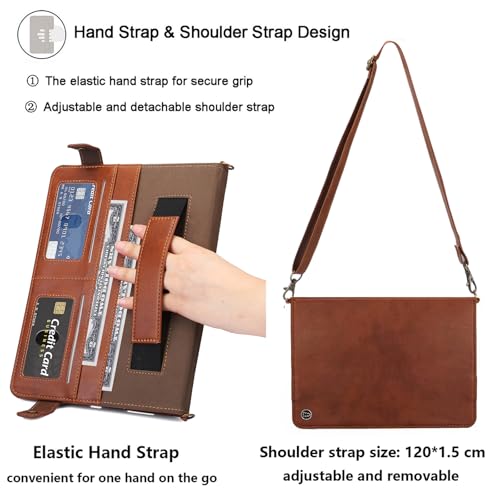 UUcovers for iPad 9th/8th/7th Generation Crossbody Handbag Stand Case with Pencil Holder/Pockets [Shoulder Strap/Hand Strap] Magnetic Wallet Envelope Cover for iPad 10.2 inch 2021/2020/2019, Coffee - Thumbnail 6