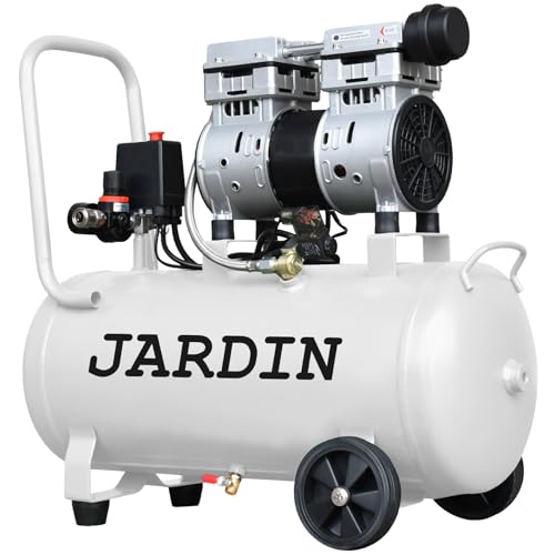 JARDIN（ジャルダン） エアーコンプレッサー 30L 静音 オイルレス 0.8MPa ハイパワー 高速充填 大容量 コンパクト100V 業務用 車 自転車 空気圧管理 (30リットル ホワイト) - JARDIN(ジャルダン) - 商品画像
