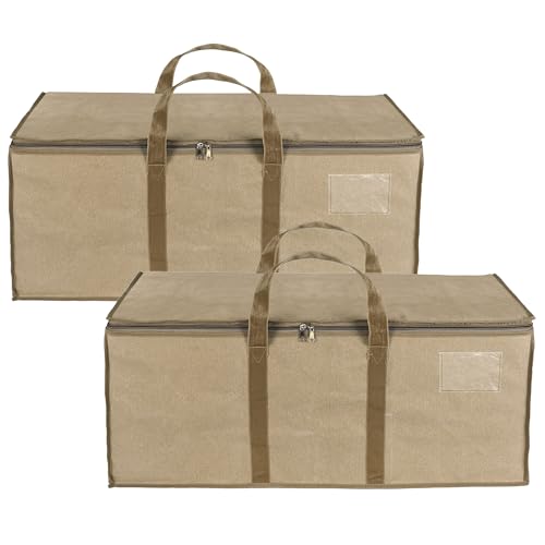 Image of Storite 2 Pack Jumbo Super-Size 81 L Canvas Moisture Proof MultiPurpose Heavy Duty Storage Bag for Toys /Stationery /Blankets /Clothes /Moving Bags With Strong Handles Rectangular Cream(87x26x36cm)