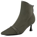 NEWBELLA Women's Pointed Toe Ankle Boots - Back Zipper Stiletto Heel Booties, Elegant Dress Shoes for Work & Evening Events