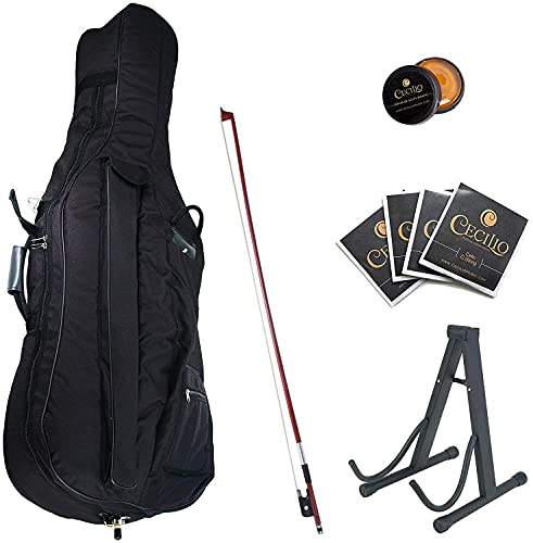Mendini By Cecilio Cello - Musical Instrument For Kids & Adults - Cellos Kit W/Bow, Stand, Bag - Stringed Music Instruments For Students (1/2-Size, Natural) #TOP6