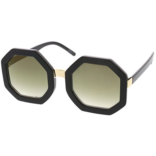 zeroUV Retro Metal Nose Bridge Octagon Shape Oversize Sunglasses 53mm2