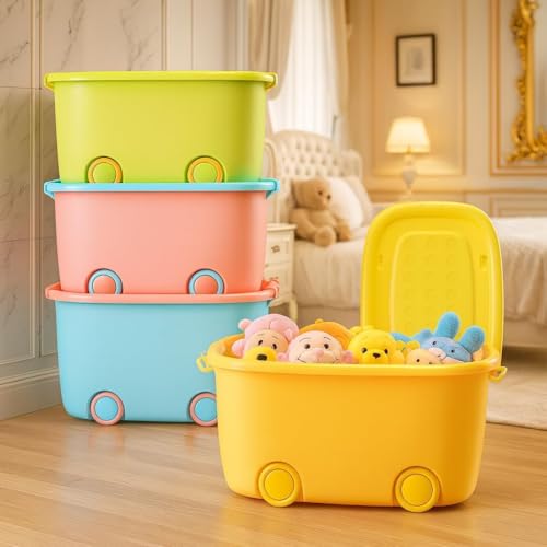 Image of Kodiaq 25 Liters /Toy Storage Organiser /Toy Basket Storage for Kids /Toy Basket Storage Box for Kids Big Size (Pack Of 1 / Stackable /Wheels /Locking Lid & Handle Color may vary)