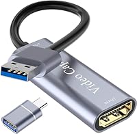 Acquisizione video HDMI a USB 3.0, 4K/1080P HD, compatibile con Windows/Mac OS/Linux, adattatore per streaming live, giochi e videoconferenze, argento