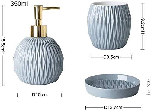 Bathroom Accessories Complete Set Vanity Countertop Accessory Set Bathroom Accessory Set Bathroom Set 3 4 5 Piece Ceramic Bathroom Lotion Dispenser soap Dish Tooth Cup (Blue 3 piece set) image 4