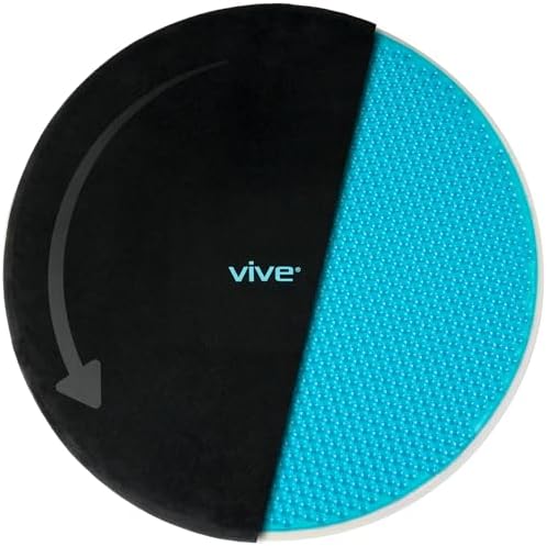 Vive Swivel Car Seat Cushion for Elderly Assistance – 360 Large Round Rotating Chair Pad with Memory Foam (Black)