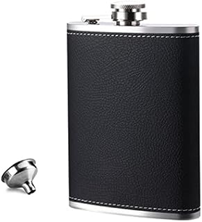 Hip Flask 8 Oz with Alcohol Flask Funnel, Stainless Steel Pocket Hip Flask, Alcohol Flask for Whiskey, Rum, Vodka, Fit for Hiking and Party (Black)
